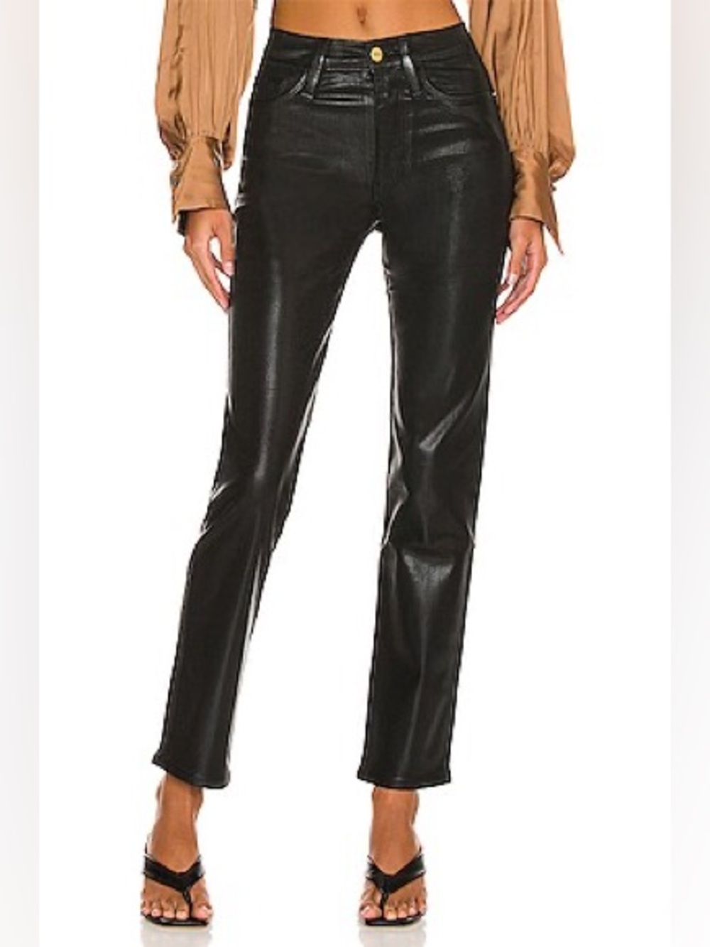 FRAME Le Sylvie Slender Straight Jeans Womens Size 27 - Black Coated